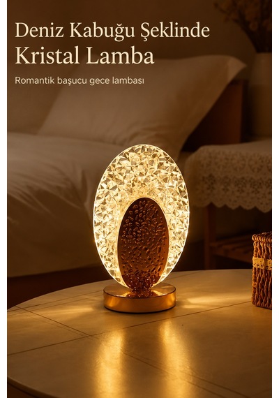 Oval Kristal Led Masa Lambası 3 Renk Işıklı Dekoratif Aydınlatma 8381888
