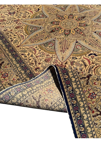 El Dokuma Vintage Bünyan Halısı 200x320 Lacivert Eskitme Yün Halı Lacivert