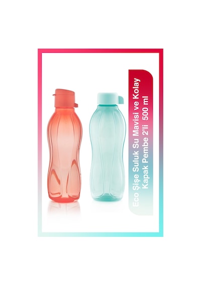 Tupperware Eco Şişe Suluk Su Mavisi ve Kolay Kapak Pembe 2'li  500 ML