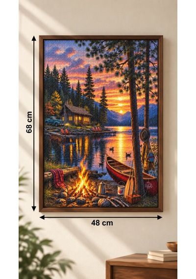 1000 Parça Gizemli Kamp Ateş Manzarası Puzzle 48 X 68 Cm Yüksek Baskı Kaliteli Puzzle