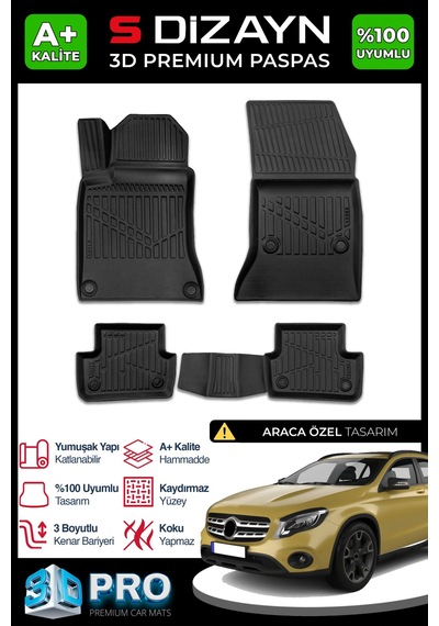 S-dizayn Mercedes Gla 3d Pro Havuzlu Paspas 2014-2019 A+ Kalite
