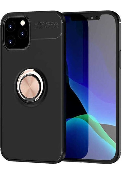 Apple Uyumlu iPhone 12 Pro Zore Ravel Mıknatıslı Silikon Kılıf-siyah-rose Gold
