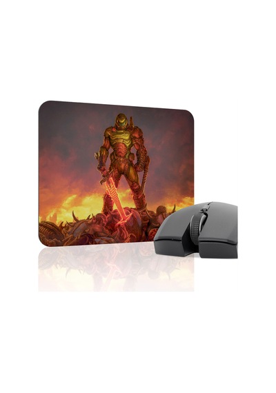 Doom Kaymaz Dikişli Kauçuk Oyuncu Mousepad V4 - 22x18 Gaming Mouse Pad Fare Altlığı