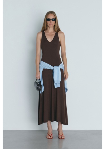 Suud Collection Kahverengi Bella Penye Elbise