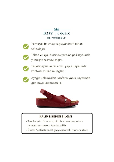 Roy Jones 1817 Ortopedik Cırtlı Topuklu Plaj Kadın Sandalet 167800000339 08 Kırmızı Kırmızı
