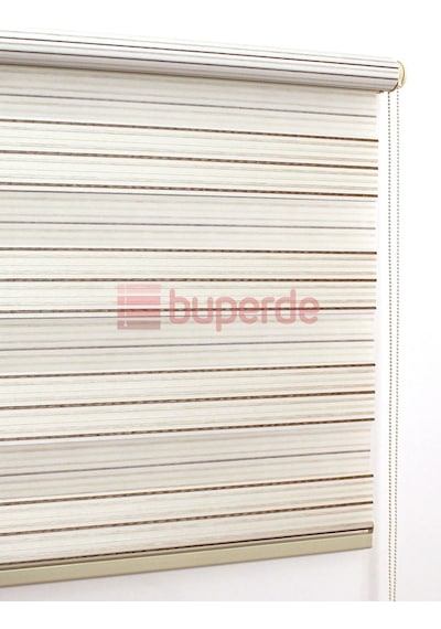 Buperde Krem Kahve Beyaz Renkli Pilise Pliseli Zebra Stor Perde