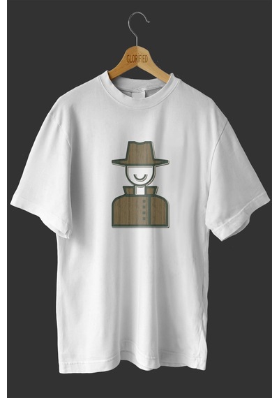 Noıssey -wed Ajan Tasarım Baskılı Oversize T-shirt Tişört Beyaz