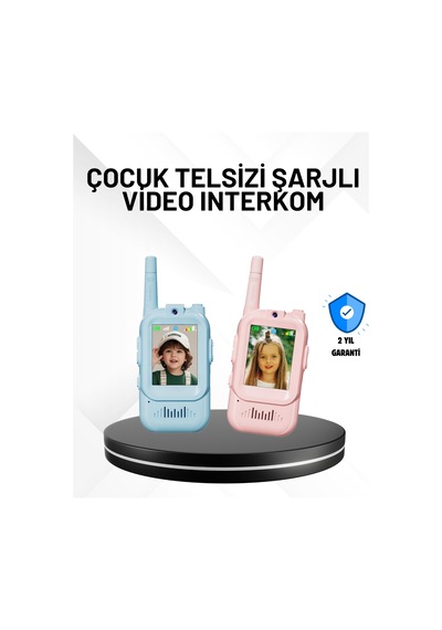 3 12 Yaş Çocuklara Uygun Görüntülü Walkie Talkie Seti - Lisinya Mavi