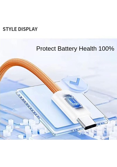 60w Apple İphone Uyumlu Type-c To Type-c Örgülü Hızlı Data Ve Şarj Kablosu Ve Sim İğnesi Turuncu