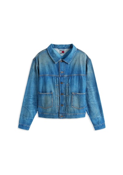 Tommy Hilfiger Pleated Trucker Jack, 1a5 Erkek Mavi Kot Ceket