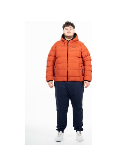 Maraton Sportswear Büyük Beden Erkek Kapşonlu Uzun Kol Basic Kiremit Mont 21391-kiremit Kiremit