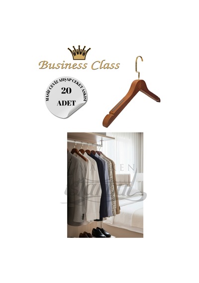 Takım Elbise Askısı 44 Cm Masif Ahşap İtalyan Kancalı Business Class 20 Adet Diğer