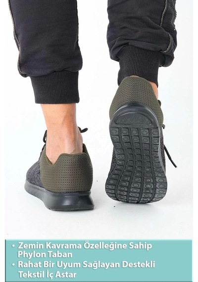 Supermark North Of Wild Mustang Tekstil Ultra Comfort Memory Foam Phylon Erkek Spor Ayakkabı 45003 Haki - Siyah