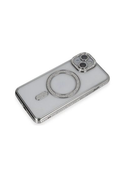 Apple, Uyumlu iPhone 13 Kılıf Joke Simli Magneticsafe Kılıf - Gümüş