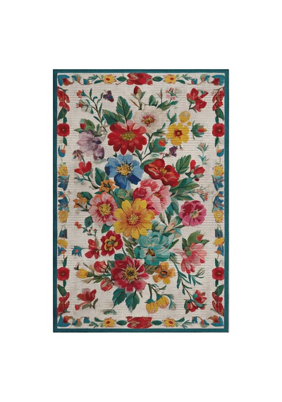 Fiora 200 Renkli Çiçekli Halı Modern Yıkanabilir Halı İnce Kilim Halı Hol Yolluk Ev Oda Salon Halısı Çok Renkli