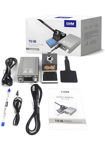 Gvm T12-xs Akıllı Dijital Havya İstasyonu 72w Lcd Ekranlı Profesyonel Lehimleme Seti