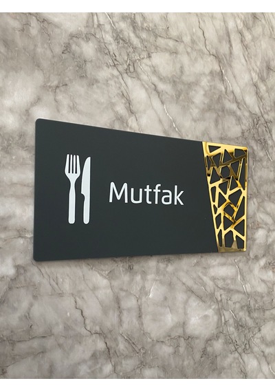 Mutfak Kapı Yönlendirme Levhası Oda İsimliği 24x12 Cm