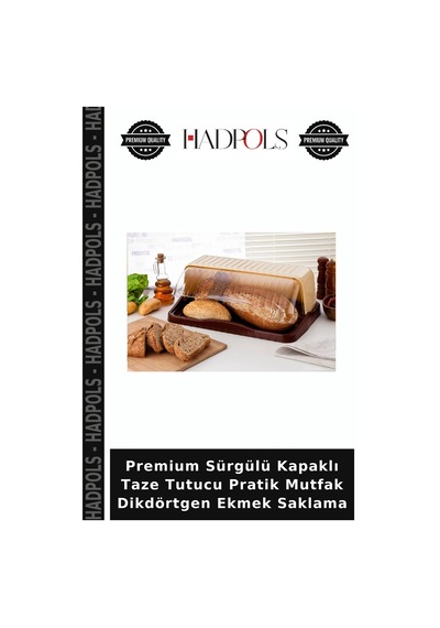 Premium Sürgülü Kapaklı Taze Tutucu Pratik Mutfak Dikdörtgen Ekmek Saklama Kahverengi
