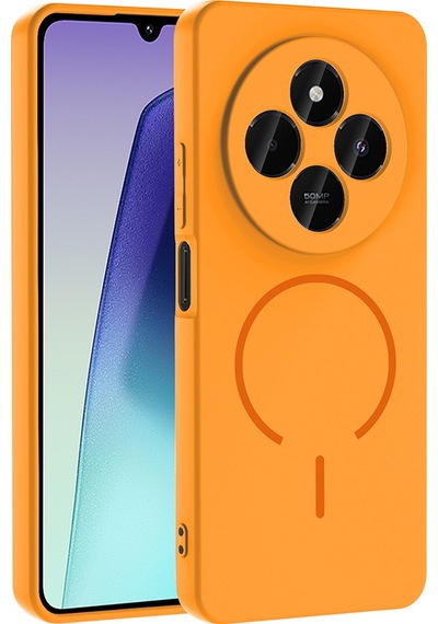 Xiaomi Redmi 14c Kılıf M-safe Şarj Özellikli Zore Meta Kapak Turuncu