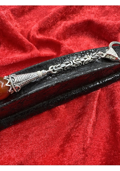 Osmanlı Model Akik Taşlı 925 Ayar Gümüş Anahtarlık