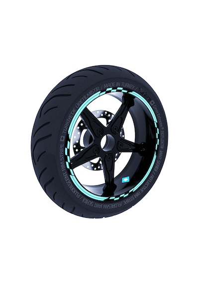 Moto GP Yarış Bayraklı Nane Yeşili Jant Şeridi Sticker Çınar Extreme