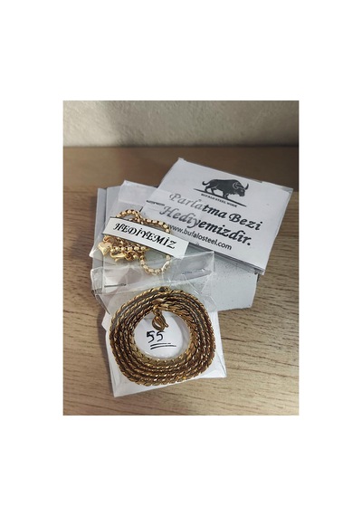 Gümüş Kaplama 316 L Paslanmaz Çelik Kz-101 Ezme Gurmet Sık Örme İtalyan Model Zincir Kolye 5 Mm Gold Altın