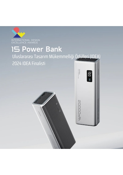 Cuktech 15 Powerbank 20000 Mah 150 W Pd3.1 Süper Hızlı Şarj 3 P Gri