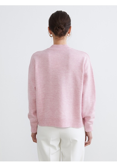 Lcw Comfort Pembe Dik Yaka Boncuk İşlemeli Kadın Triko Kazak