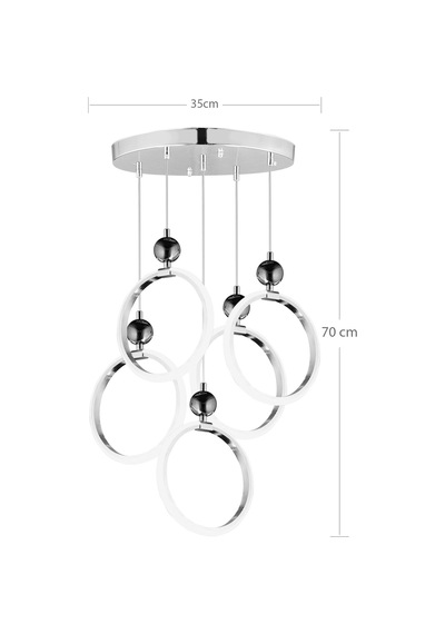 Ld 073 5 Model Krom 3 Renkli Salon Ve Oturma Odası İçin İdeal Alüminyum Avize, 35x70 Krom