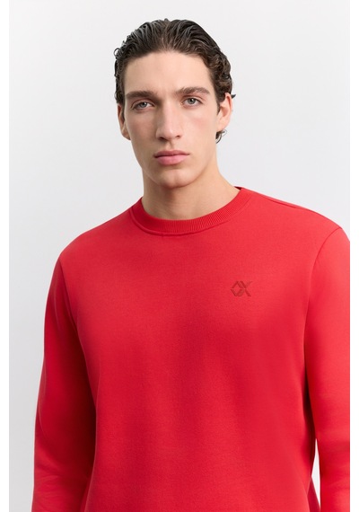 Avva Erkek Kırmızı Bisiklet Yaka 3 İplik Şardonlu -5 Dereceye Dayanıklı Regular Fit Sweatshirt A62y1291