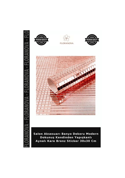 Salon Aksesuarı Banyo Dekoru Modern Dokunuş Kendinden Yapışkanlı Aynalı Kare Bronz Sticker 30x30 Cm Çok Renkli