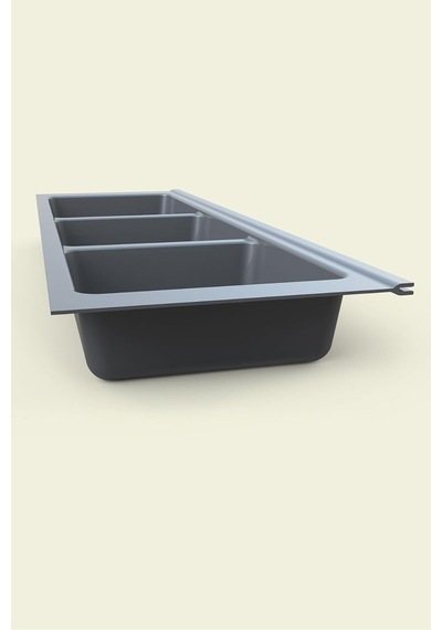Mutfak Çekmece Içi Kaşıklık, Antrasit Üç Bölmeli Modül 16cm X 48cm Çok Renkli