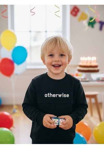 Zekids Erkek Çocuk Otherwise Yazılı Pamuklu Sweatshirt-14231 Siyah