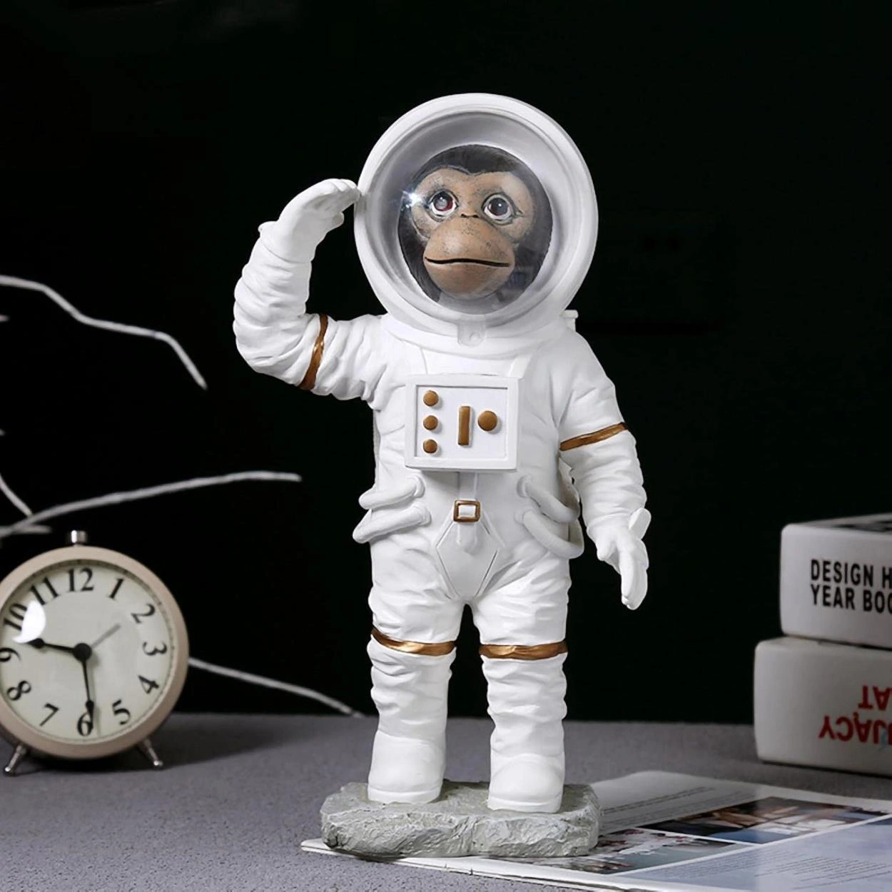 Modern Astronot Maymun Figür Biblo 13 Cm Ev Ofis Masa Süsü Dekoratif Uzay Temalı Hediyelik Heykel
