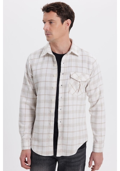 Tudors Erkek Slim Fit Dar Kesim Kareli Tek Cepli Oduncu Gömlek-41973 Çok Renkli