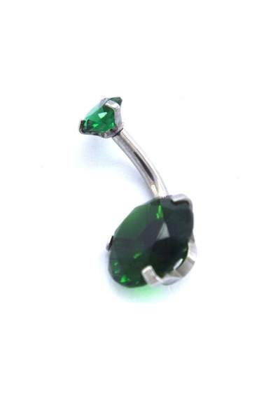 Ferizz 316l Çelik Yeşil Zirkon Taşlı Piercing Prc-114 Gümüş