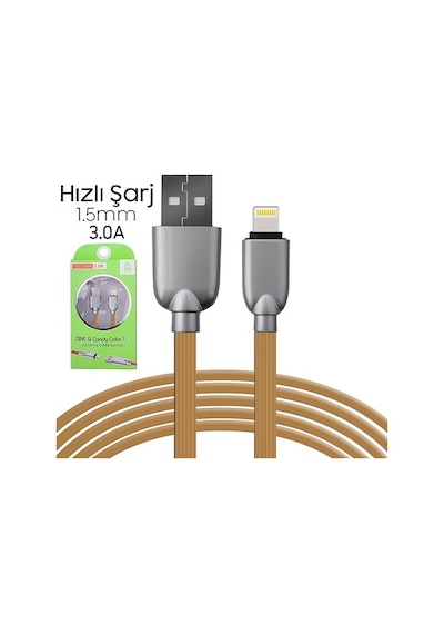 Ally Apple iPhone Uyumlu,5S,6S,7,8,8 Plus Zinc Alloy Dayanıklı 3.0A 1.5Mm Usb (213767879)
