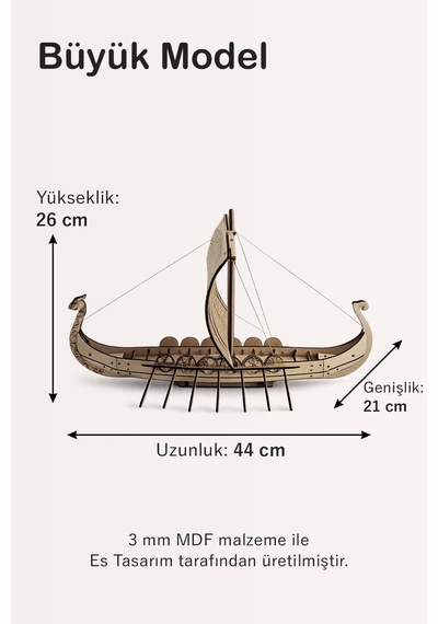 Kılavuzlu Viking Gemi Maketi Ahşap Hobi Seti