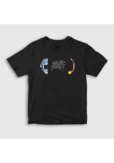 Presmono Unisex Çocuk Memories Daft Punk T-shirt Siyah