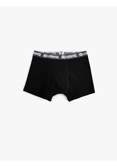 Koton 3'lü Boxer Seti Oversize Slogan Baskılı Pamuklu Siyah 5slm90012mk