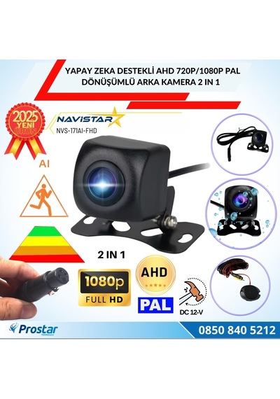 Yapay Zeka Destekli Ahd 720p/1080p Pal Dönüşümlü 2 In 1 Geri Görüş Kamerası