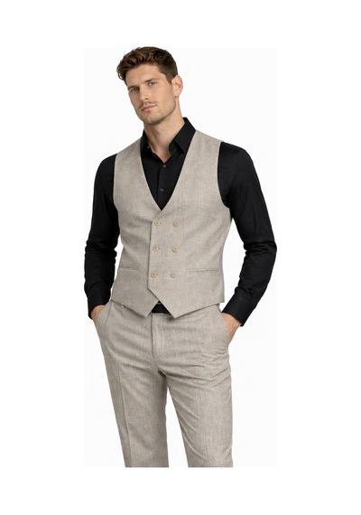 Suitmen Erkek Silim Fit Yelekli Çift Yırtmaçlı Takım Elbise Bgl-st05329 Bej