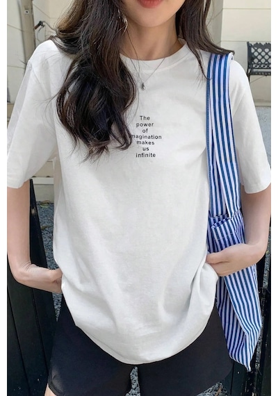 Unisex The Power Of Baskılı Tasarım Tshirt Beyaz
