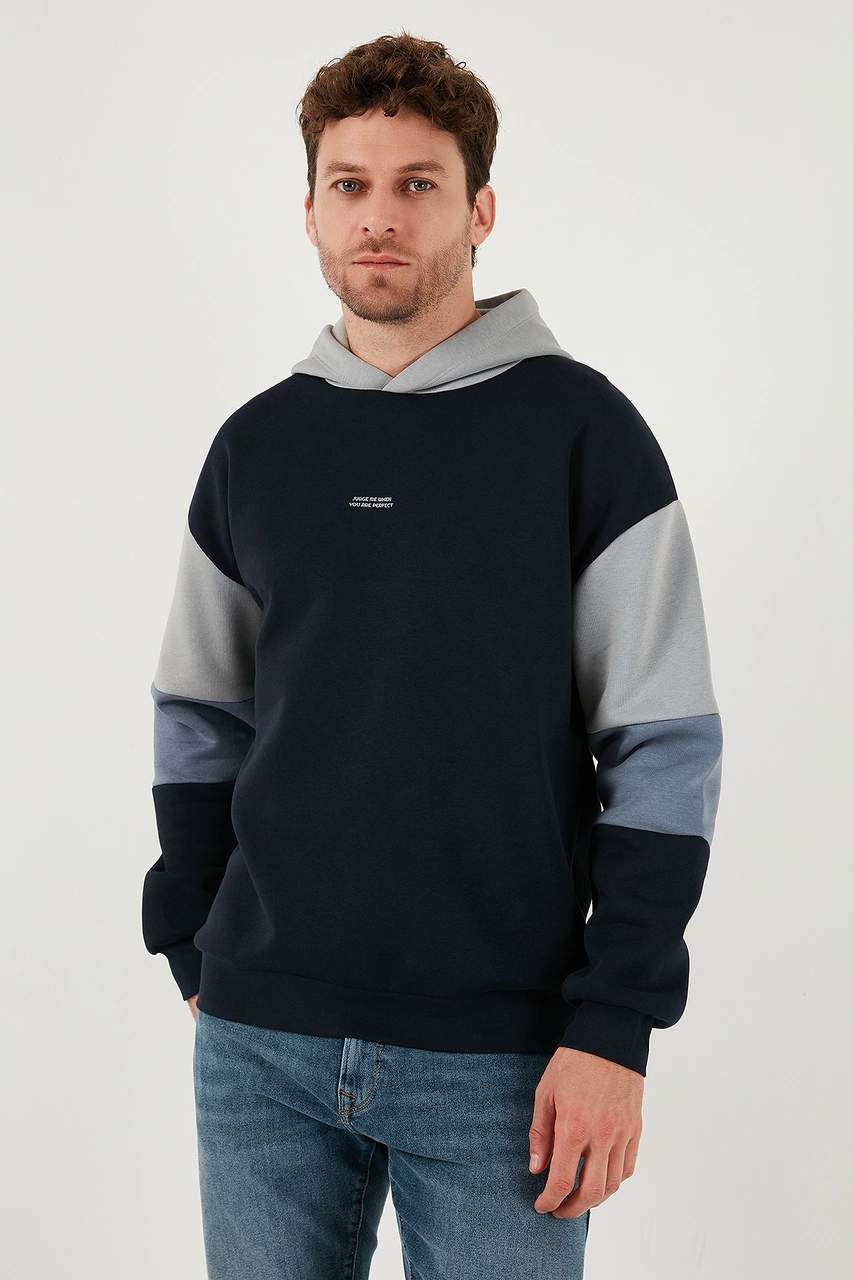 Buratti Pamuklu Relaxed Fit Kapüşonlu Içi Tüylü Yumuşak Şardonlu 2' Li Paket Erkek Sweat 5905299S2 Haki-Koyu Lacivert
