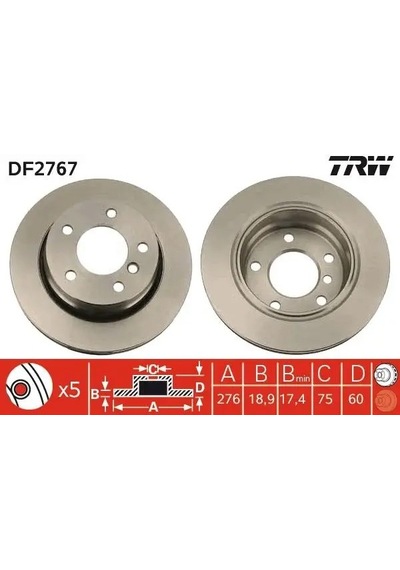 Bmw 320i E36 Arka Fren Diski 1991-1998 Trw Df2767 2adettir