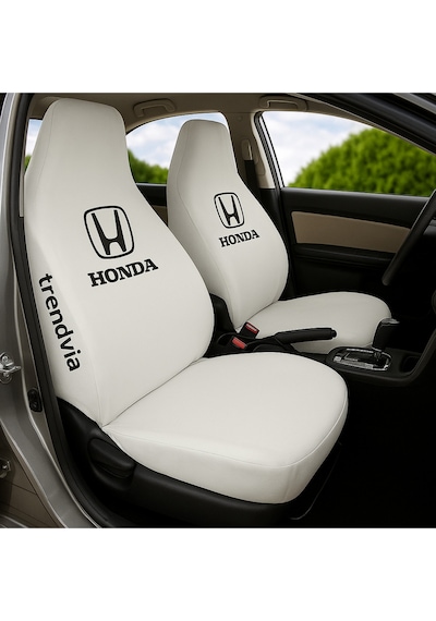 Honda Uyumlu Beyaz Renk Penye Kumaş Oto Koltuk Kılıfı Takımı Ön Ve Arka Servis Kılıfı Seti