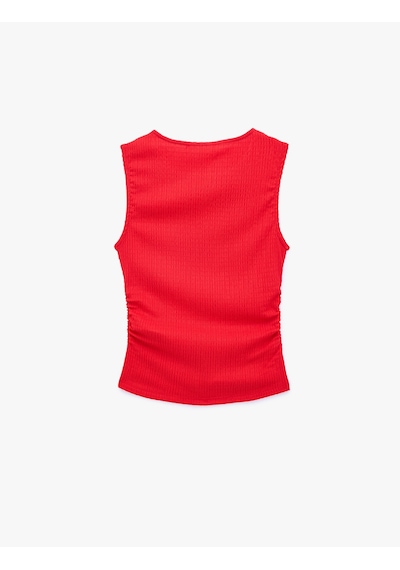 Koton Bürümcük Kumaş Dokulu Slim Fit Kolsuz Bisiklet Yaka Atlet Kırmızı 6sak70027uk
