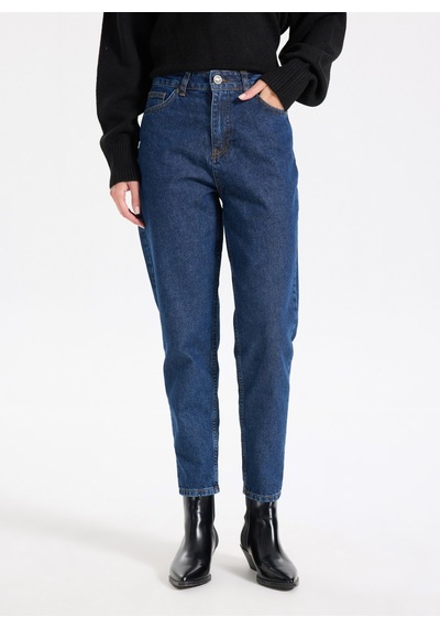 Jeep Mavi Kadın Mom Fit Yıkamalı Denim Pantolon J5wl-pnt7030 İndigo