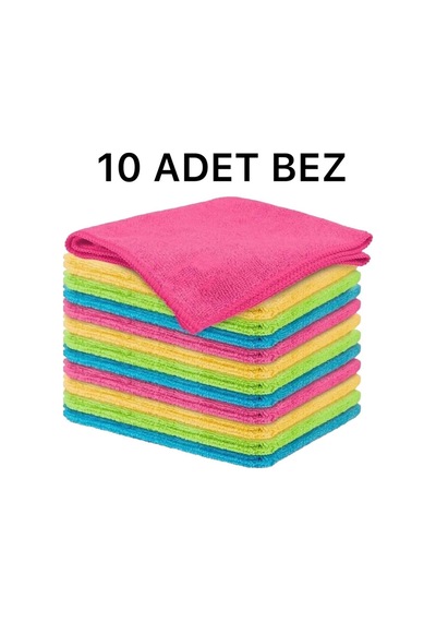 Mikrofiber Parlak Temizlik Bezi 10'lu 40x40 Mutfak Yer Banyo Temizleme Bezi Havlu Bez Karısık Renk Çok Renkli