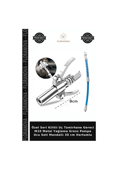 Özel Seri Kilitli Uç Tamirhane Gereci M10 Metal Yağlama Gress Pompa Ucu Seti Mandallı 30 Cm Hortumlu